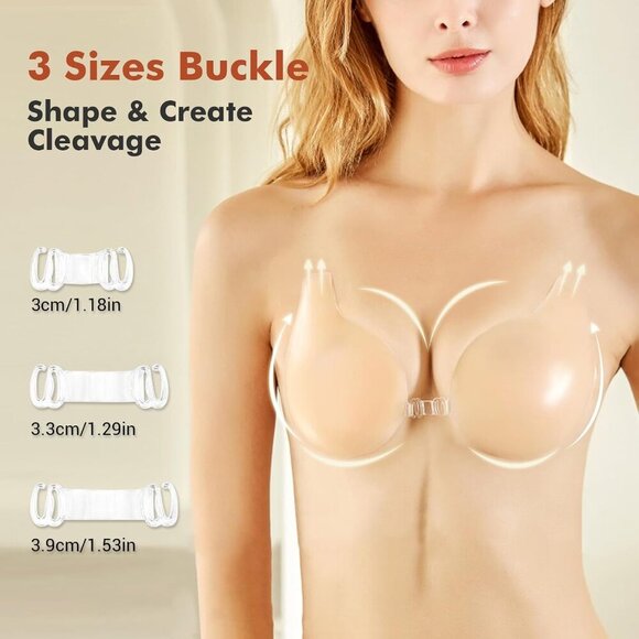Sticky Bras Push Up 2 Pairs, Adhesive Bra Lift, Invisible Silicone Backless Stra - Picture 2 of 7